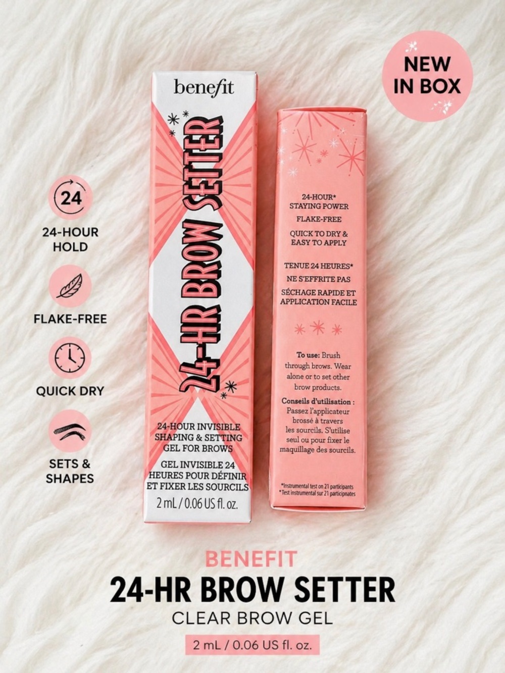 Benefit 24-HR Brow Setter Clear Brow Gel (Mini) – New in Box